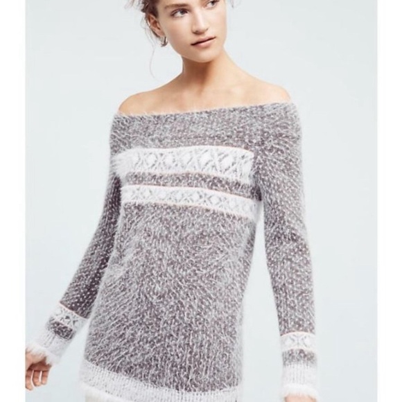 Anthropologie Sleeping On Snow FAROE Soft Fair Isle  Wool Sweater Size Large - Picture 3 of 16